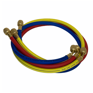 HCPRO Black Knight 1/4" x 3' HVAC Charging Hose Set | Compact 3-Hose Kit