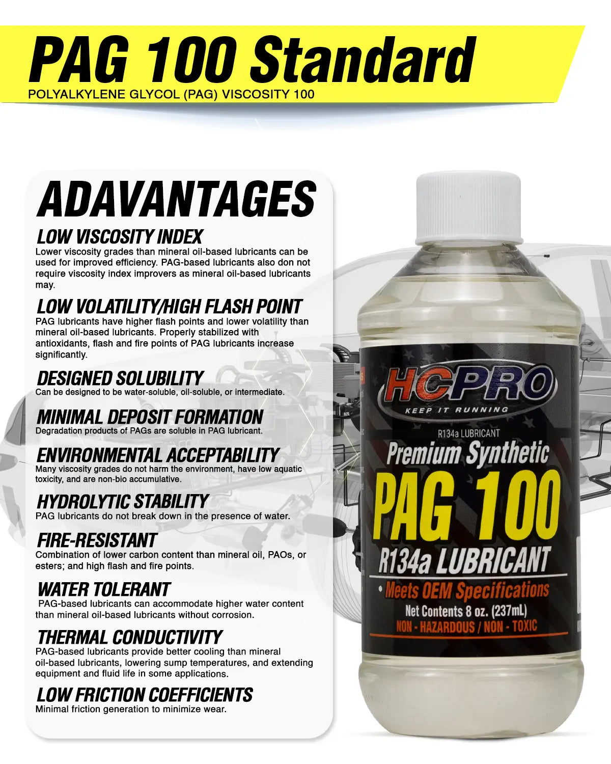 PAG 100 Oil for R134a AC Systems – 8oz Premium Lubricant