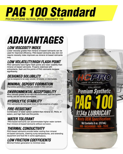 PAG 100 Oil for R134a AC Systems – 8oz Premium Lubricant