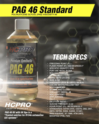 PAG 46 Oil for R134a AC Systems – 8oz Compressor Lubricant