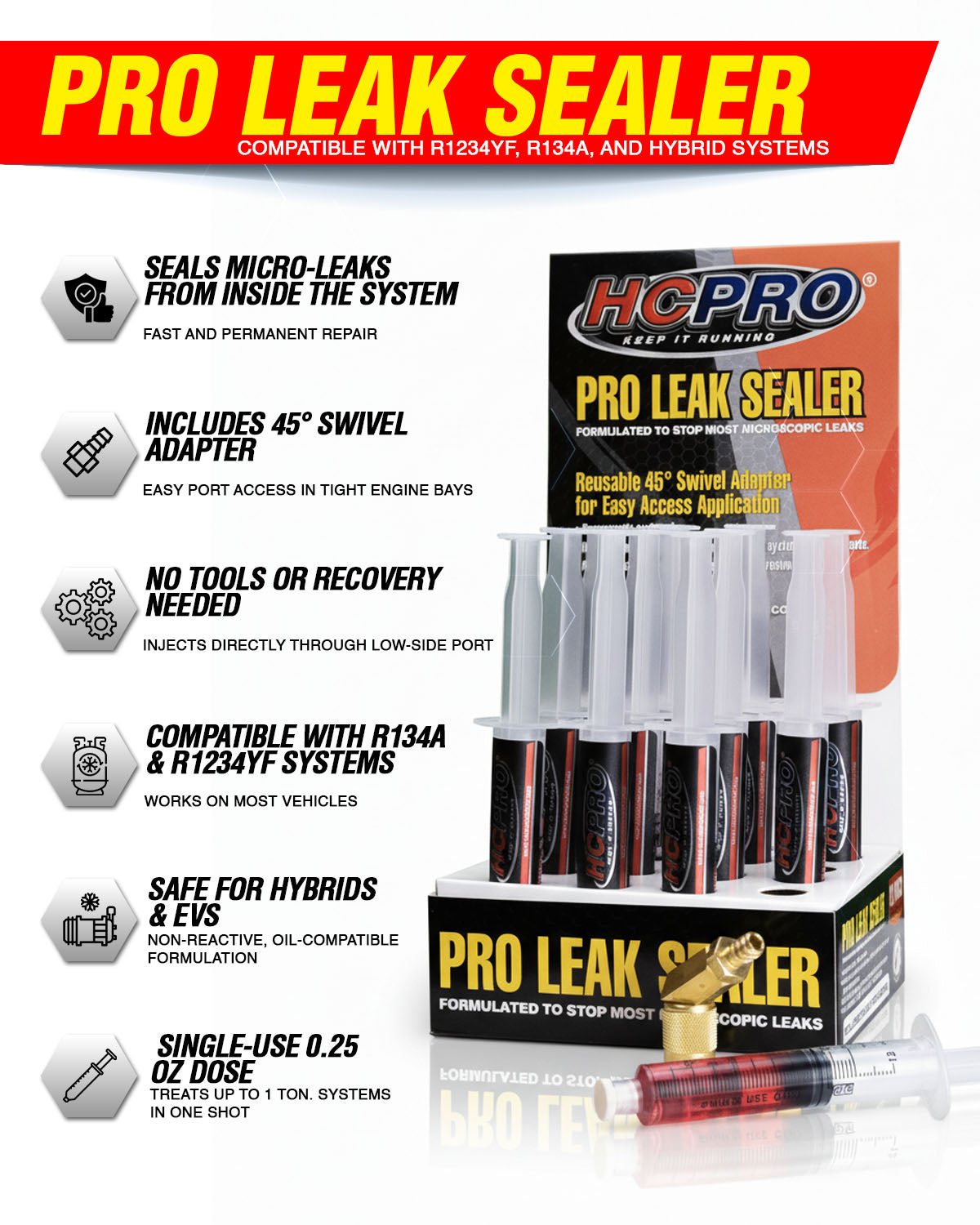 HCLEAK12R Pro Leak Sealer with 45° Swivel Adapter