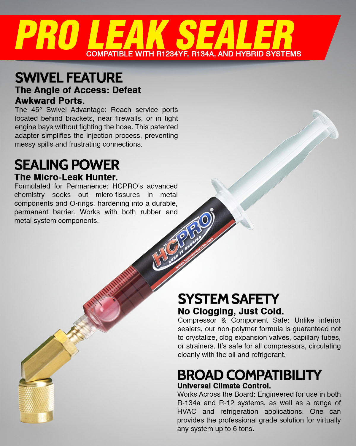 Pro Leak Sealer – HCLEAK12R w/ 45° Swivel Adapter – HCPRO
