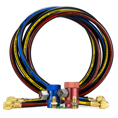 HCPRO 5' 1/4" Hoses w/ R1234YF Adapters | Premium AC Service Set