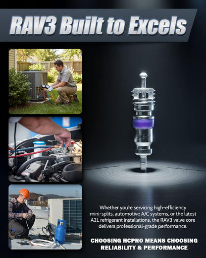 RAV3 High Pressure Valve Core – 800 PSI, Teflon Seal, R410a/R32