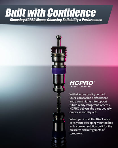 RAV3 High Pressure Valve Core – 800 PSI, Teflon Seal, R410a/R32