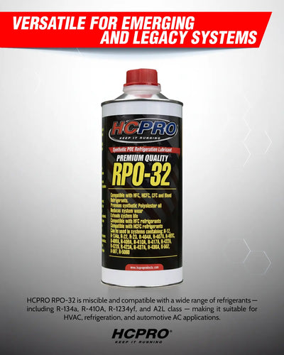 RPO-32 Synthetic POE Refrigeration Oil — R-410A, R-32, R-134a, R-1234yf & A2L