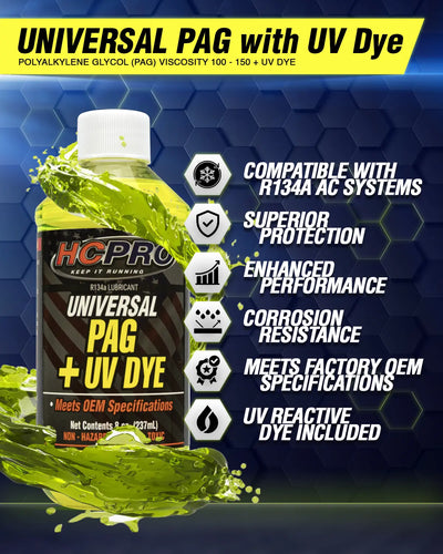 UV Dye Universal PAG Oil for R134a AC Systems – 8oz