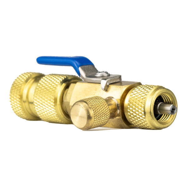 Vacuum-Rated Valve Core Removal Tool — 1/4" Female × 3/8" Male (Side Port)